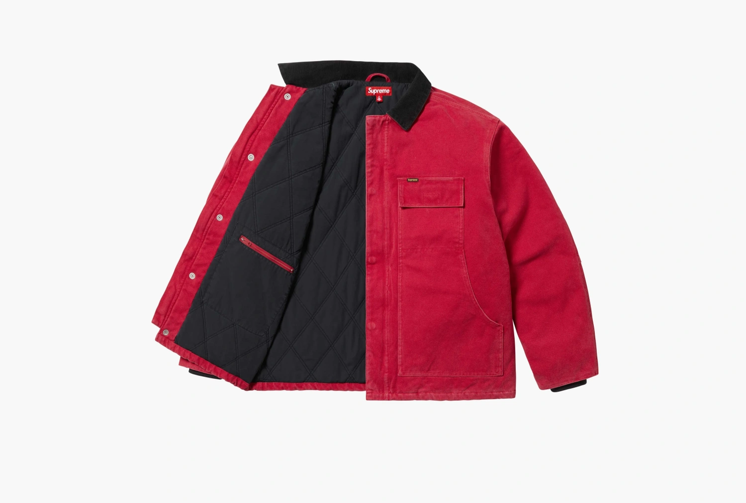 Supreme Old English Canvas Work Jacket Red 