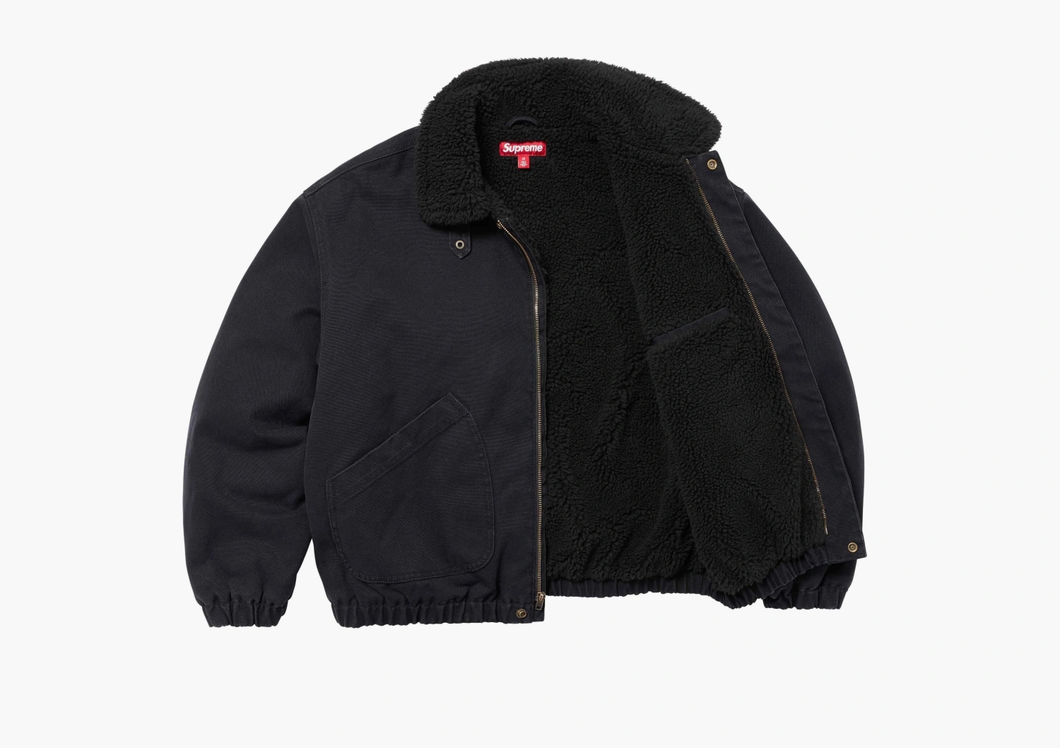 Supreme Faux Shearling Lined Bomber Jacket Black 