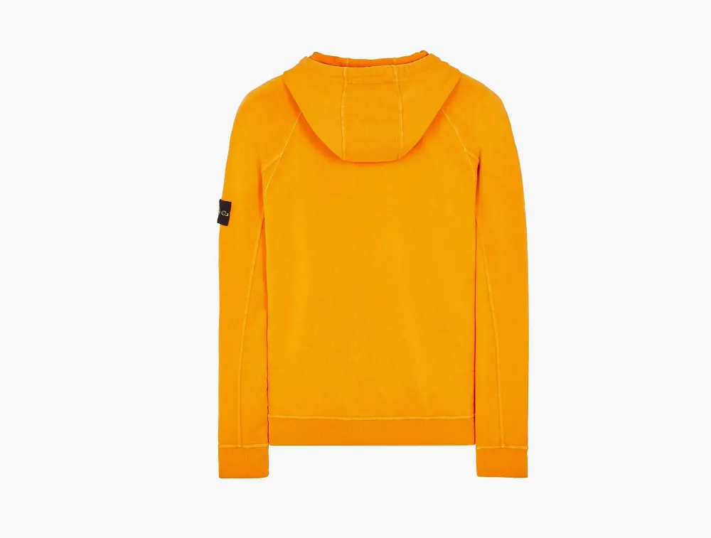 Stone Island Brushed Cotton Canvas Old Effect Hoodie Orange