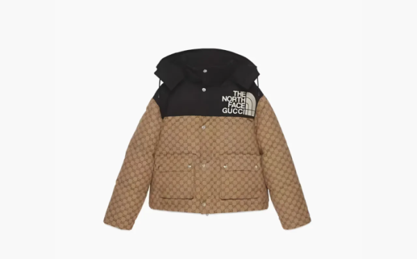 Gucci x The North Face GG Padded Short Jacket WMNS Black Ebony Beige 