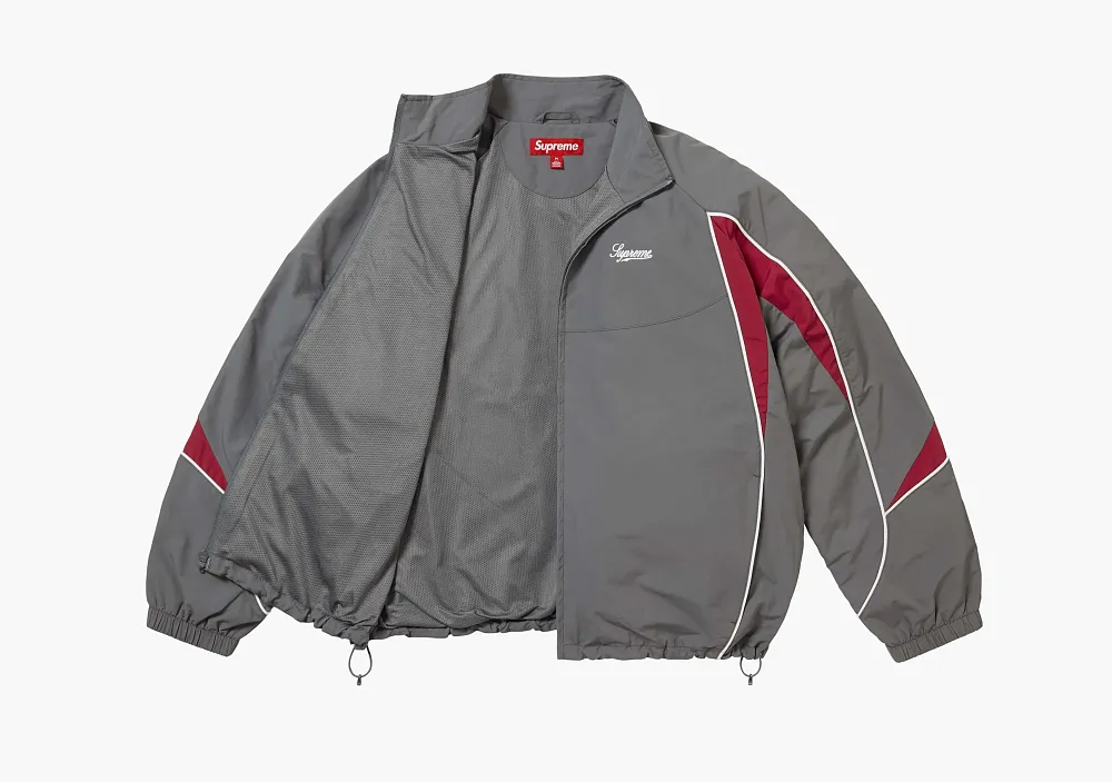 Supreme Contrast Piping Track Jacket Grey