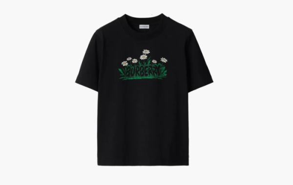 Burberry Daisy Logo Cotton T-shirt  Black 