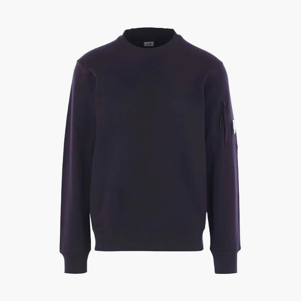 C.P. Company Diagonal Raised Fleece Crewneck Lens Sweatshirt Total Eclipse - Blue