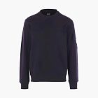 C.P. Company Diagonal Raised Fleece Crewneck Lens Sweatshirt Total Eclipse - Blue