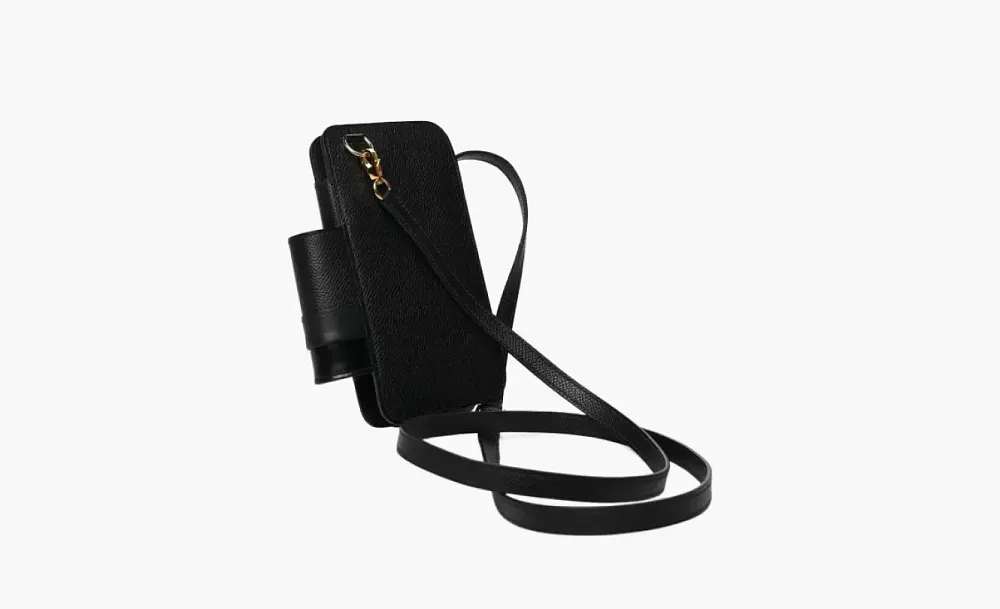 Hermes Epsom Swift With Box Calfskin Cell Phone Pouch Black