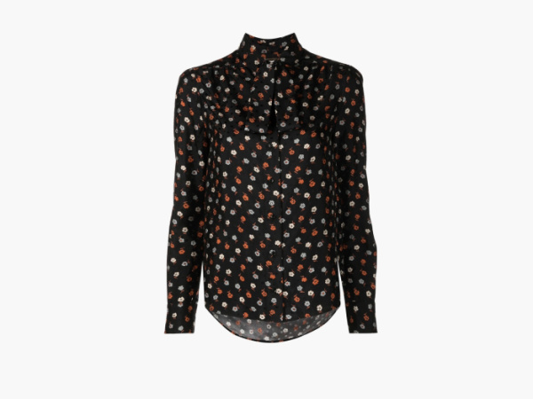 Saint Laurent Floral Print Blouse Black 
