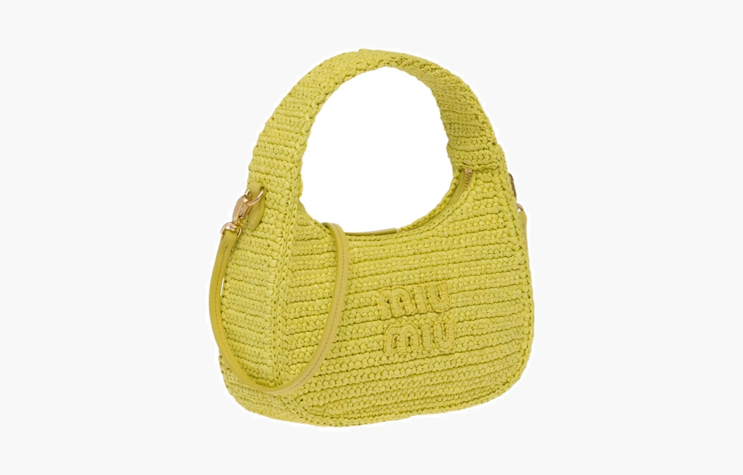 Miu Miu Wander Crochet Hobo Bag "Citron Yellow" 