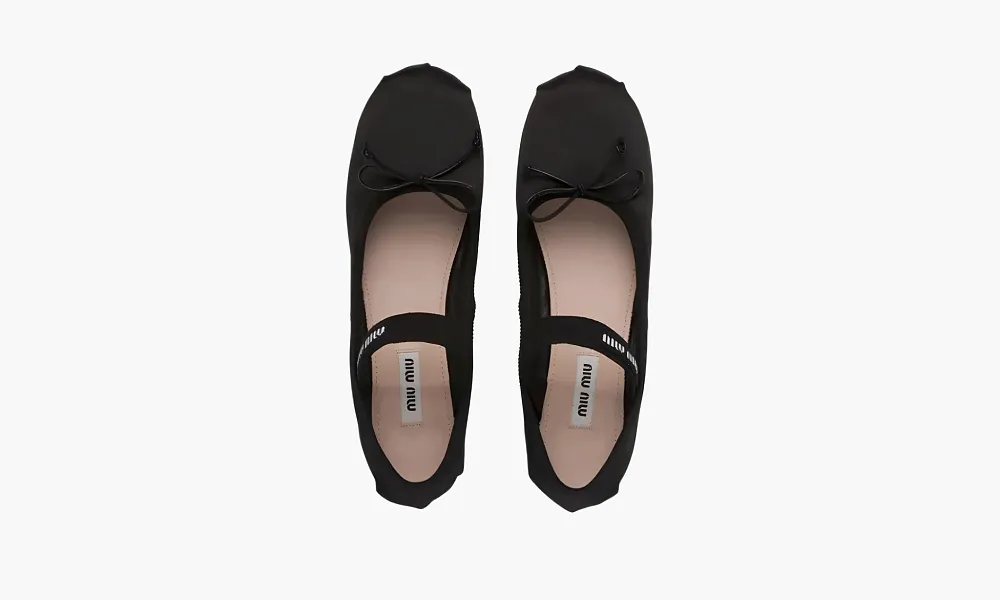 Miu Miu Satin Ballerinas Black