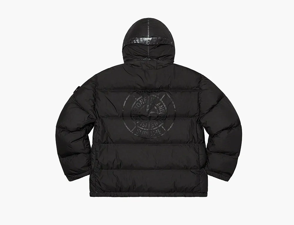 Supreme x Stone Island Painted Camo Crinkle Down Jacket Dark Black