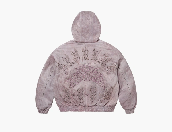 Supreme Studded Hooded Leather Jacket Lilac  Supreme Studded Hooded Leather Jacket Lilac