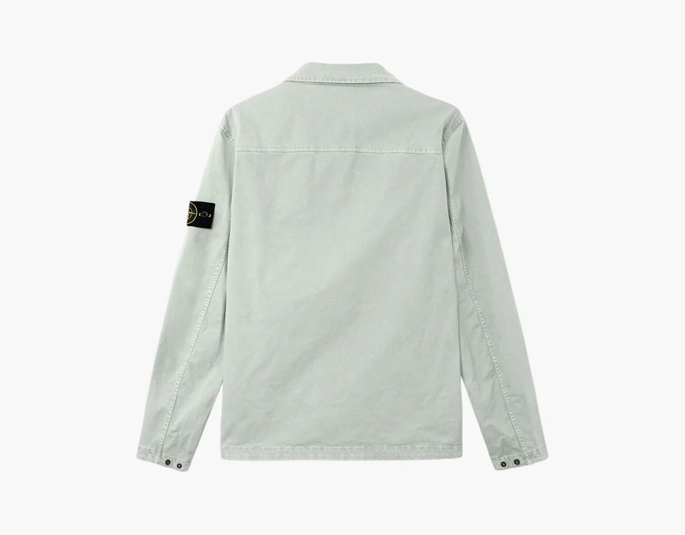 Stone Island Ogranic Cotton Stretch Broken Twill Overshirt Sage Green