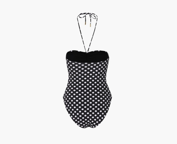 Saint Laurent Dotted Bustier Swimsuit Black 