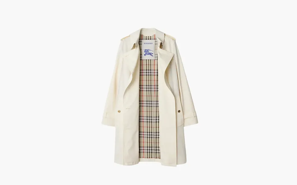 Burberry Mid-length Gabardine Kensington Trench Coat Beige