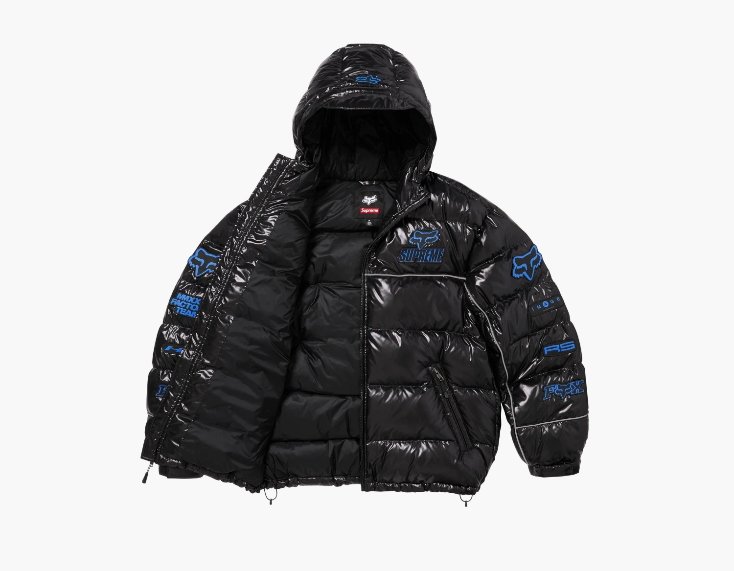Supreme x Fox Racing Shiny Down Puffer Jacket Black 