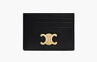 Celine Card Holder Triomphe Shiny Calfskin Black