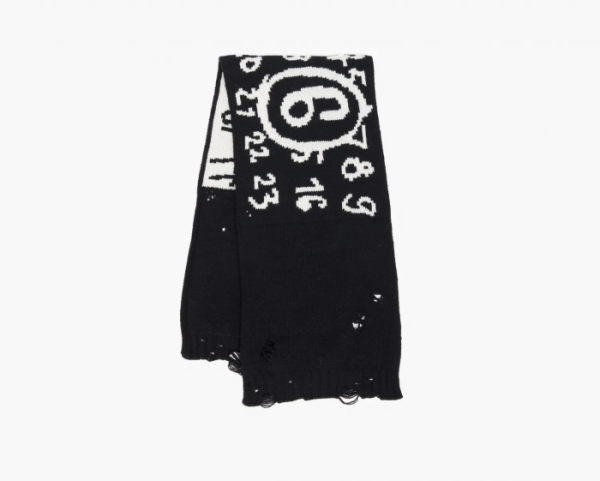 MM6 Maison Margiela Numbers-Motif Virgin Wool Scarf  MM6 Maison Margiela Numbers-Motif Virgin Wool Scarf