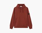Stone Island Organic Cotton Fleece Hoodie Brick Red