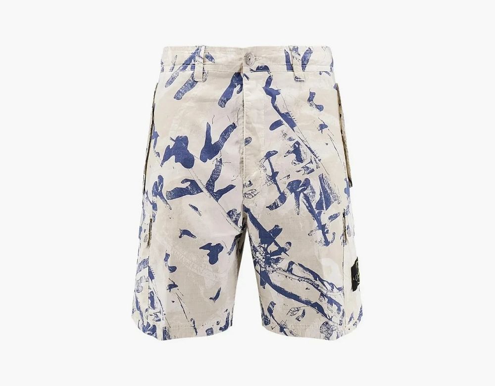 Stone Island Scan Camo Cargo Shorts Beige