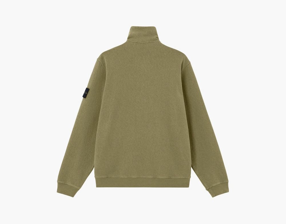Stone Island Malfile Fleece Old Effect Track Jacket Military Green