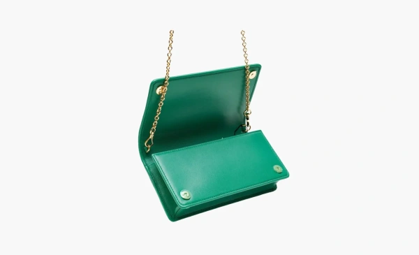 MIU MIU Matelassé Leather Chain Wallet Shoulder Bag Mango Green 