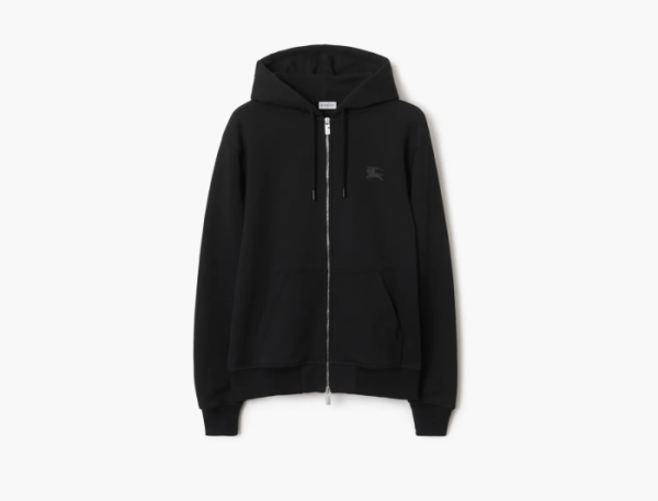 Burberry EKD Badge Cotton Zip Hoodie Black  Burberry EKD Badge Cotton Zip Hoodie Black