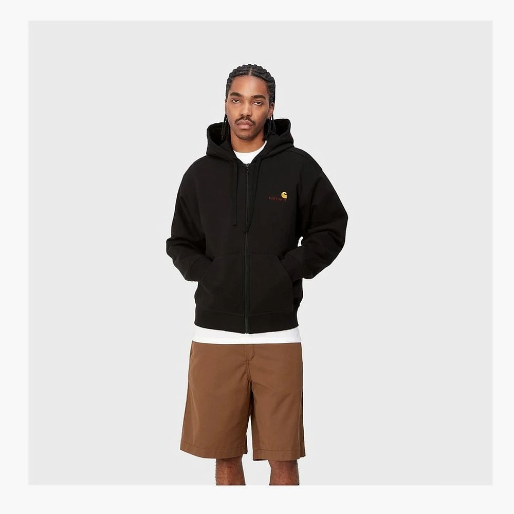 Carhartt WIP Hooded American Script Zip Jacket Black
