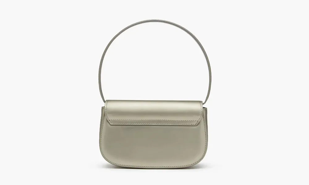 Diesel 1DR Shoulder Bag Metallic Leather Grey