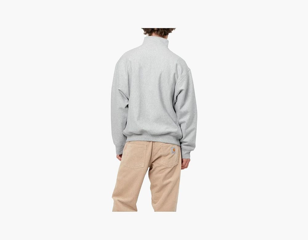 Carhartt WIP FW22 Half Zip American Script Sweatshirt - Ash Heather Logo