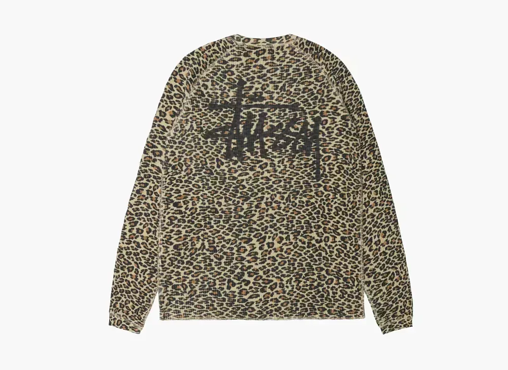 Stussy Raglan Thermal Long-Sleeve Crew Leopard