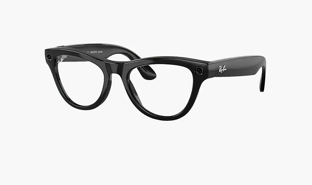 Ray-Ban Meta Skyler Sunglasses Shiny Black / Clear Transitions Amethyst (Size 52)