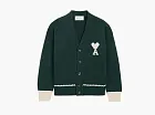 Ami Paris Ami De Coeur Wool-Cotton Cardigan Evergreen/ Moonlight