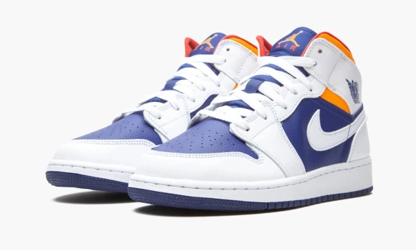 Air Jordan 1 Mid GS White Deep Royal Blue 