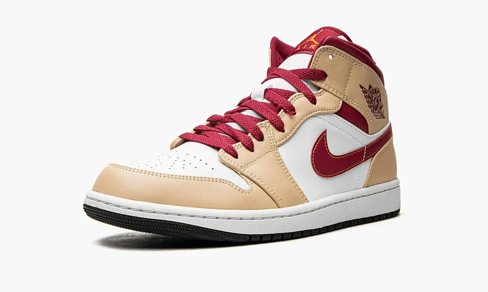 Air Jordan 1 Mid Light Curry Cardinal