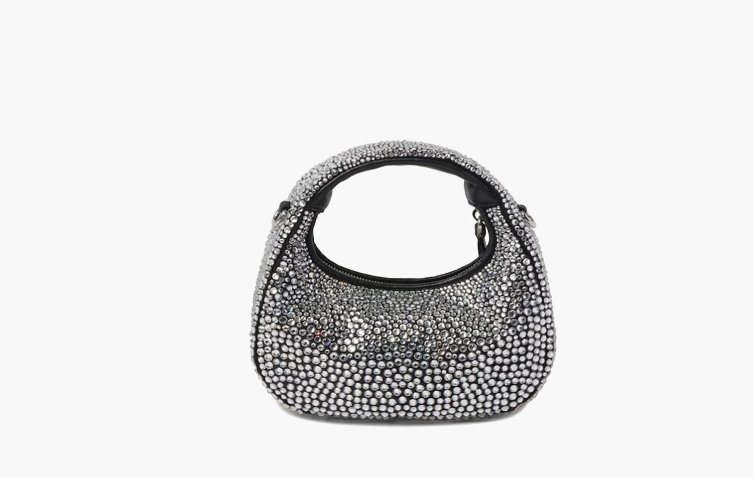 Miu Miu Wander Satin and Silk Mini Hobo Bag with Syntentic Crystals "Black" 