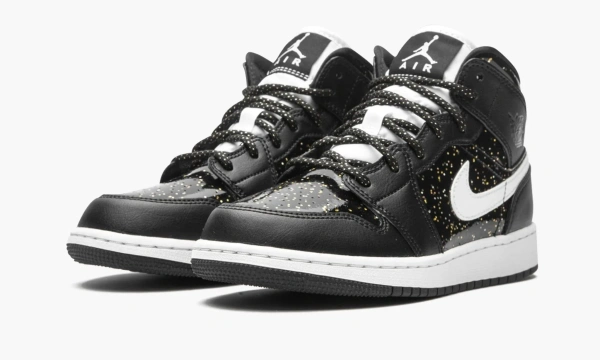 Air Jordan 1 Mid SE GS Black Glitter 