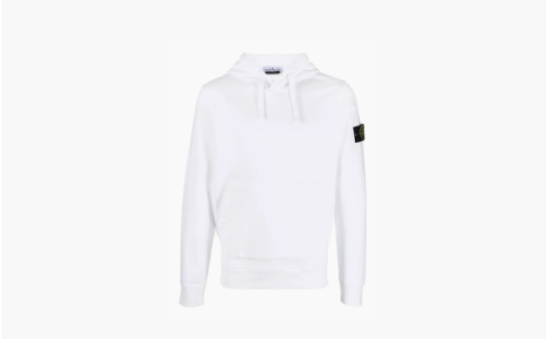 Stone Island Brushed Cotton Popover Hoodie White 