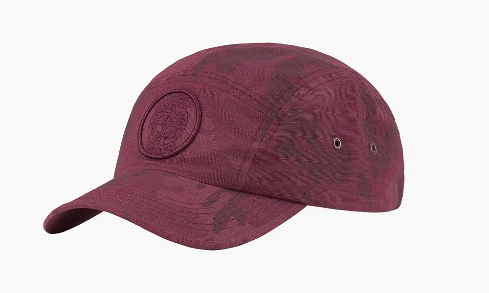 Stone Island X Supreme Reactive Ice Camo Ripstop Camp Cap Red