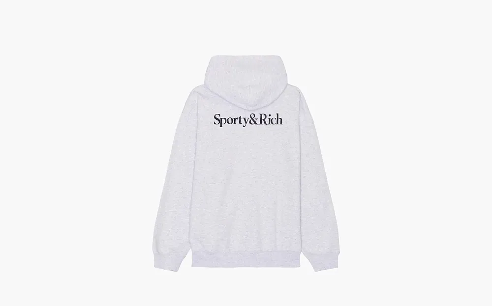 Sporty & Rich Yankees Serif Zip Hoodie Light Gray