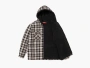 Supreme Lined Zip Up Hooded Flannel Shirt Light Tan 