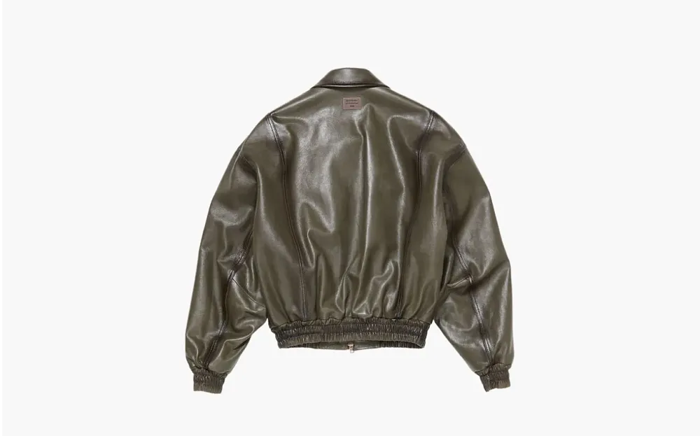 Acne Studios Leather Bomber Jacket Green