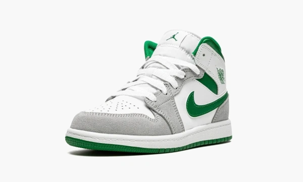Air Jordan 1 Mid SE PS White Pine Green Smoke Grey 