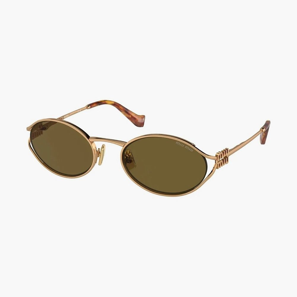 Miu Miu Eyewear Logo Round-frame Sunglasses Gold