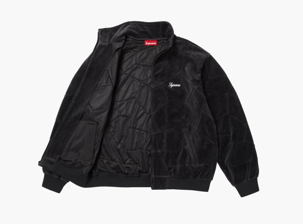 Supreme Patchwork Velour Track Jacket  Black  Supreme Patchwork Velour Track Jacket  Black