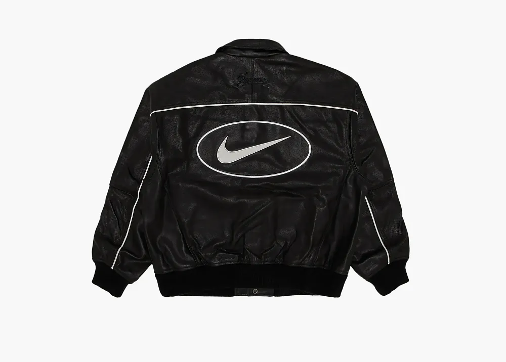 Supreme x Nike Leather Varsity Jacket Black