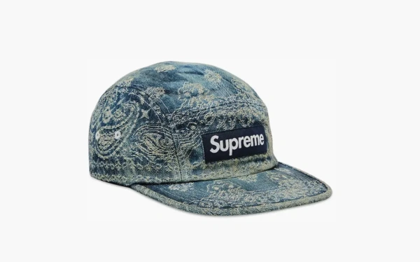 Supreme Bandana Jacquard Denim Camp Cap Blue 