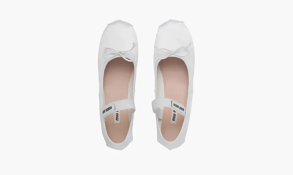 Miu Miu Satin Ballerinas White