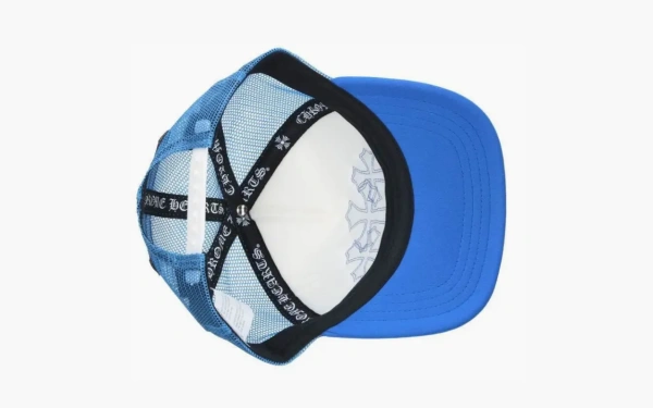  Chrome Hearts Cemetery Leather Patch Trucker Cap Blue 