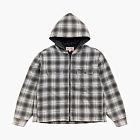 Stussy Zip Hooded Plaid Shirt Charcoal