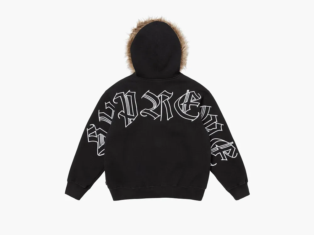 Supreme Faux Fur Zip Up Hooded Sweatshirt Black