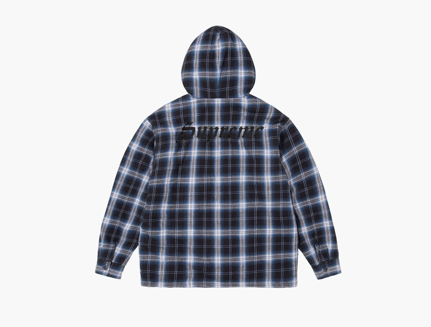 Supreme Lined Zip Up Hooded Flannel Shirt Black 
